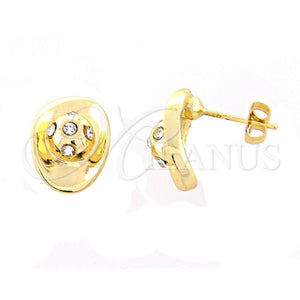 Oro Laminado Stud Earring, Gold Filled Style with White Crystal, Polished, Golden Finish, 02.59.0030 *PROMO*