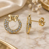Oro Laminado Stud Earring, Gold Filled Style Butterfly Design, with White Crystal, Polished, Golden Finish, 02.59.0047