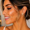 Oro Laminado Stud Earring, Gold Filled Style Heart Design, with White Micro Pave, Polished, Golden Finish, 02.122.0079