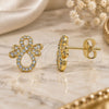 Oro Laminado Stud Earring, Gold Filled Style Infinite Design, with White Micro Pave, Polished, Golden Finish, 02.122.0077
