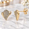Oro Laminado Stud Earring, Gold Filled Style Leaf Design, with White Micro Pave, Polished, Rose Gold Finish, 02.122.0074