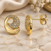 Oro Laminado Stud Earring, Gold Filled Style with White Micro Pave, Polished, Golden Finish, 02.195.0039