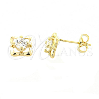 Oro Laminado Stud Earring, Gold Filled Style with White Cubic Zirconia, Polished, Golden Finish, 02.165.0161 for wholesale, main product view