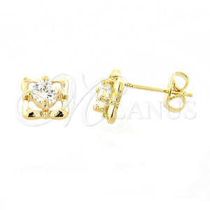 Oro Laminado Stud Earring, Gold Filled Style with White Cubic Zirconia, Polished, Golden Finish, 02.165.0161 *PROMO*