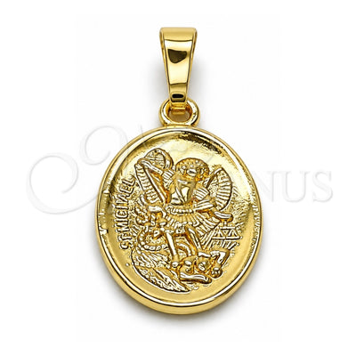 Oro Laminado Religious Pendant, Gold Filled Style Angel Design, Polished, Golden Finish, 05.177.0002