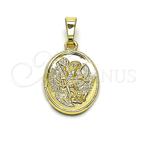Oro Laminado Religious Pendant, Gold Filled Style Angel Design, Polished, Golden Finish, 05.177.0002