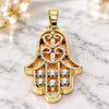 Oro Laminado Religious Pendant, Gold Filled Style Judaica and Hand of God Design, Polished, Tricolor, 05.177.0003.1