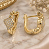 Oro Laminado Huggie Hoop, Gold Filled Style with White Micro Pave, Polished, Golden Finish, 02.156.0160