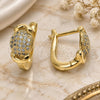 Oro Laminado Huggie Hoop, Gold Filled Style with White Micro Pave, Polished, Golden Finish, 02.156.0158