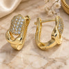 Oro Laminado Huggie Hoop, Gold Filled Style with White Micro Pave, Polished, Golden Finish, 02.156.0166