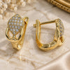 Oro Laminado Huggie Hoop, Gold Filled Style with White Micro Pave, Polished, Golden Finish, 02.156.0169