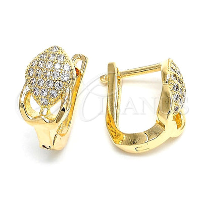 Oro Laminado Huggie Hoop, Gold Filled Style with White Micro Pave, Polished, Golden Finish, 02.156.0169 for wholesale, main product view