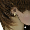 Oro Laminado Huggie Hoop, Gold Filled Style Swan and Bird Design, with White Micro Pave, Polished, Golden Finish, 02.156.0162