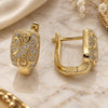 Oro Laminado Huggie Hoop, Gold Filled Style with White Micro Pave, Polished, Golden Finish, 02.156.0156