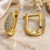 Oro Laminado Huggie Hoop, Gold Filled Style Teardrop Design, with White Micro Pave, Polished, Golden Finish, 02.156.0163