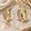 Oro Laminado Huggie Hoop, Gold Filled Style with White Micro Pave, Polished, Golden Finish, 02.156.0172