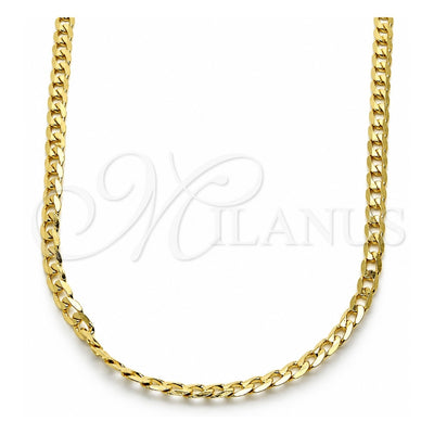 Oro Laminado Basic Necklace, Gold Filled Style Curb Design, Polished, Golden Finish, 5.222.007.22 (0.80 Gauge, 03 MM Thickness, 22 Inches Length)