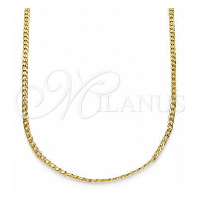 Oro Laminado Basic Necklace, Gold Filled Style Curb Design, Polished, Golden Finish, 5.222.008.22 (0.60 Gauge, 02 MM Thickness, 22 Inches Length)