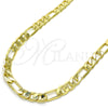 Oro Laminado Basic Necklace, Gold Filled Style Figaro Design, Polished, Golden Finish, 5.222.011.22 (200 Gauge, 08 MM Thickness, 22 Inches Length)