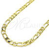 Oro Laminado Basic Necklace, Gold Filled Style Figaro Design, Polished, Golden Finish, 5.222.012.22 (180 Gauge, 07 MM Thickness, 22 Inches Length)