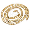 Oro Laminado Basic Necklace, Gold Filled Style Figaro Design, Polished, Golden Finish, 5.222.013.22 (160 Gauge, 06 MM Thickness, 22 Inches Length)
