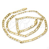 Oro Laminado Basic Necklace, Gold Filled Style Figaro Design, Polished, Golden Finish, 5.222.016.22 (100 Gauge, 04 MM Thickness, 22 Inches Length)
