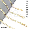 Oro Laminado Basic Necklace, Gold Filled Style Figaro Design, Polished, Golden Finish, 5.222.016.22 (100 Gauge, 04 MM Thickness, 22 Inches Length)