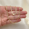 Oro Laminado Basic Necklace, Gold Filled Style Figaro Design, Polished, Golden Finish, 5.222.017.22 (0.80 Gauge, 03 MM Thickness, 22 Inches Length)