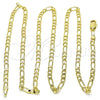 Oro Laminado Basic Necklace, Gold Filled Style Figaro Design, Polished, Golden Finish, 5.222.017.22 (0.80 Gauge, 03 MM Thickness, 22 Inches Length)