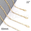 Oro Laminado Basic Necklace, Gold Filled Style Figaro Design, Polished, Golden Finish, 5.222.017.22 (0.80 Gauge, 03 MM Thickness, 22 Inches Length)