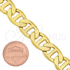 Oro Laminado Basic Necklace, Gold Filled Style Mariner Design, Polished, Golden Finish, 5.222.021.22 (200 Gauge, 09 MM Thickness, 22 Inches Length)