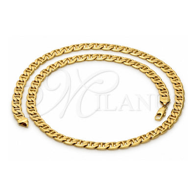 Oro Laminado Basic Necklace, Gold Filled Style Mariner Design, Polished, Golden Finish, 5.222.021.22 (200 Gauge, 09 MM Thickness, 22 Inches Length)