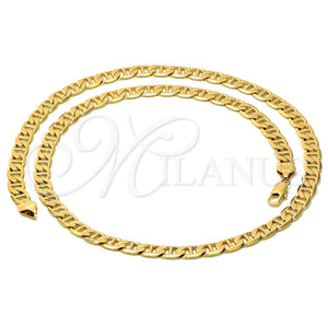 Oro Laminado Basic Necklace, Gold Filled Style Mariner Design, Polished, Golden Finish, 5.222.021.22 (200 Gauge, 09 MM Thickness, 22 Inches Length)