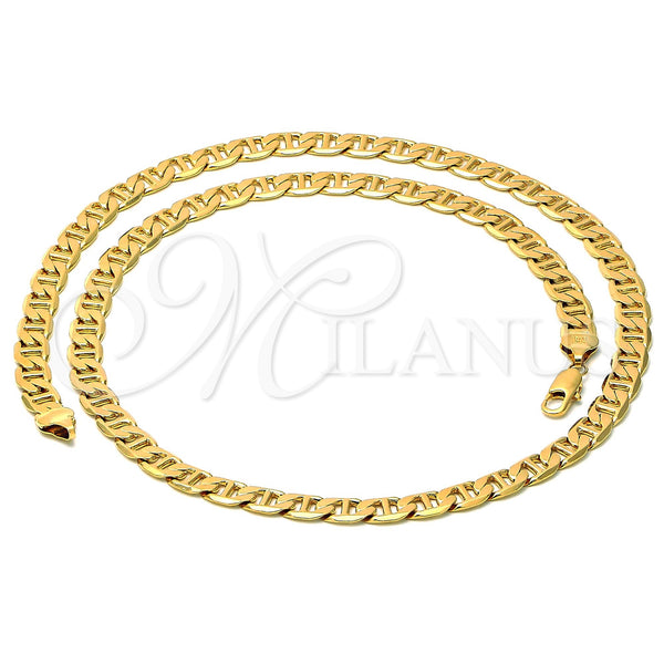 Oro Laminado Basic Necklace, Gold Filled Style Mariner Design, Polished, Golden Finish, 5.222.021.22 (200 Gauge, 09 MM Thickness, 22 Inches Length)