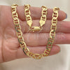 Oro Laminado Basic Necklace, Gold Filled Style Mariner Design, Polished, Golden Finish, 5.222.023.22 (150 Gauge, 07 MM Thickness, 22 Inches Length)