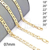 Oro Laminado Basic Necklace, Gold Filled Style Mariner Design, Polished, Golden Finish, 5.222.023.22 (150 Gauge, 07 MM Thickness, 22 Inches Length)