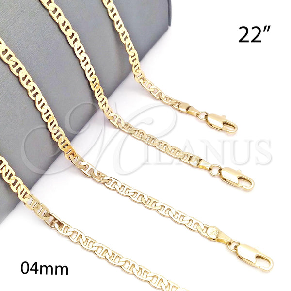 Oro Laminado Basic Necklace, Gold Filled Style Mariner Design, Polished, Golden Finish, 5.222.025.22 (0.80 Gauge, Thickness, 22 Inches Length)