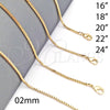 Oro Laminado Basic Necklace, Gold Filled Style Box Design, Polished, Golden Finish, 5.222.039.22 (02 MM Thickness, 22 Inches Length)