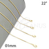 Oro Laminado Basic Necklace, Gold Filled Style Box Design, Polished, Golden Finish, 5.222.040.22 (01 MM Thickness, 22 Inches Length)
