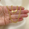 Oro Laminado Basic Necklace, Gold Filled Style Miami Cuban Design, Polished, Golden Finish, 5.223.012.22 (140 Gauge, 05 MM Thickness, 22 Inches Length)