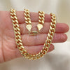 Oro Laminado Basic Necklace, Gold Filled Style Miami Cuban Design, Polished, Golden Finish, 5.223.010.22 (230 Gauge, 08 MM Thickness, 22 Inches Length)