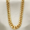 Oro Laminado Basic Necklace, Gold Filled Style Miami Cuban Design, Polished, Golden Finish, 5.223.010.22 (230 Gauge, 08 MM Thickness, 22 Inches Length)