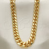 Oro Laminado Basic Necklace, Gold Filled Style Miami Cuban Design, Polished, Golden Finish, 5.223.010.22 (230 Gauge, 08 MM Thickness, 22 Inches Length)