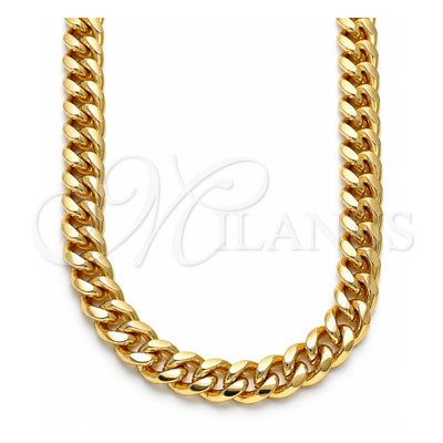 Oro Laminado Basic Necklace, Gold Filled Style Miami Cuban Design, Polished, Golden Finish, 5.223.010.22 (230 Gauge, 08 MM Thickness, 22 Inches Length)