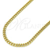 Oro Laminado Basic Necklace, Gold Filled Style Miami Cuban Design, Polished, Golden Finish, 5.223.013.22 (120 Gauge, 04 MM Thickness, 22 Inches Length)