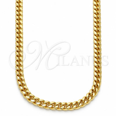 Oro Laminado Basic Necklace, Gold Filled Style Miami Cuban Design, Polished, Golden Finish, 5.223.013.22 (120 Gauge, 04 MM Thickness, 22 Inches Length)