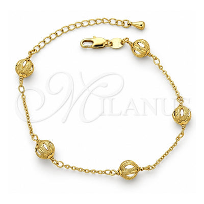 Oro Laminado Fancy Bracelet, Gold Filled Style Rolo Design, Matte Finish, Golden Finish, 03.63.1199.07 (06 MM Thickness, 7 Inches Length)