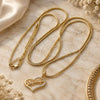 Oro Laminado Pendant Necklace, Gold Filled Style Heart and Rat Tail Design, with White Crystal, Polished, Golden Finish, 04.63.0208 (02 MM Thickness, 38 Inches Length)