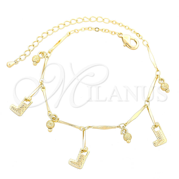 Gold Filled Anklet — Charm Anklet Shoes Design Diamond Cutting 03. 10 — main product view — SKU 100085 | Oro Laminado tobillera — Charm Anklet Shoes diseño Diamond Cutting 03. 10 — SKU 100085
