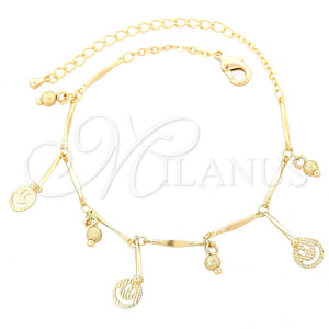 Gold Filled Anklet — Charm Anklet Smile Design Diamond Cutting 03. 07 — main product view — SKU 100086 | Oro Laminado tobillera — Charm Anklet Smile diseño Diamond Cutting 03. 07 — SKU 100086